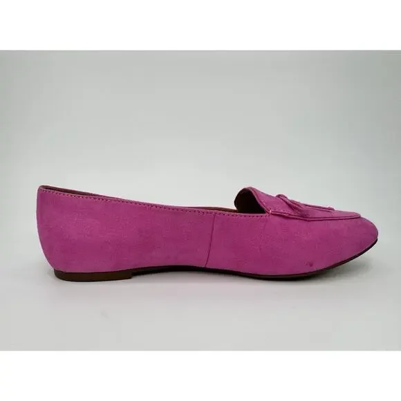 J Crew Ballet Flat Shoes Womens 9.5 Pink Bow Loafers Slip On Vegan Suede Preppy - Picture 8 of 13